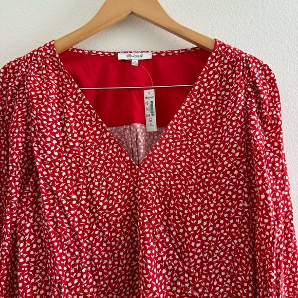 NWT Madewell Kinston Side Button Wrap Red Top Size Small - Picture 8 of 12